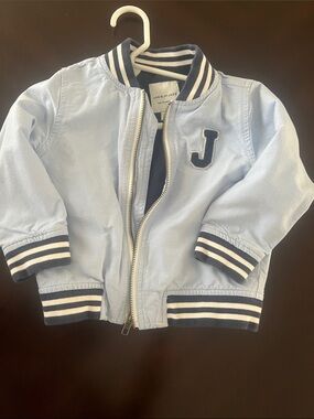 Janie and Jack Light Blue Kids Bomber Jacket with 'J' Patch